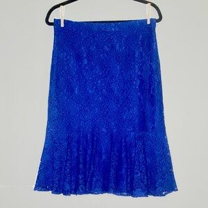J.Crew Royal Blue Lace Flounce Hem Skirt – Size 8